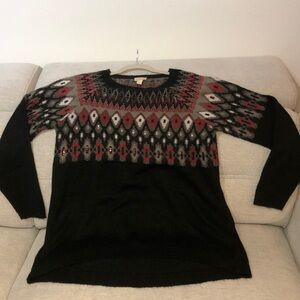 LOGO by Lori Goldstein Black and Red Geometric Sweater